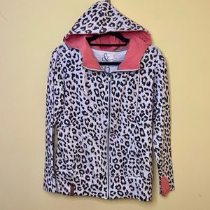 Ampersand Avenue Sweatshirt Size Small Grey Leopard Hooded Full Zip NWT